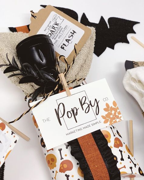 Halloween Pop By, October Pop By Ideas For Realtors, October Marketing Ideas, Fall Pop By Ideas, Halloween Pop Bys, Fall Pop Bys Real Estate, Pop Bys Real Estate, Marketing Gifts, Farming Ideas