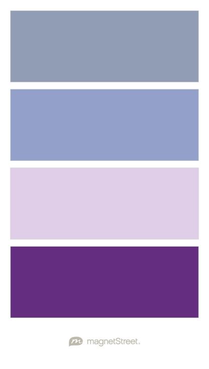 Shale, Periwinkle, Lavender, and Plum Wedding Color Palette -custom color palette created at MagnetStreet.com Nursery Color Palette, Lilac Wedding, Grey Color Palette, Grey Color Scheme, Décor Boho, Nursery Colors, Blue Colour Palette, Wedding Color Palette, Wedding Color