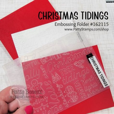 Christmas Tidings Embossing folder #162115 Stampin Up! Holiday Catalog 2023 embossing folders. Stampin Up Christmas Tidings Embossing Folder Cards, Christmas Tidings Embossing Folder, Unboxing Videos, Free Stamps, Stars At Night, Specialty Paper, Embossing Folders, Stampin Up Christmas, Christmas In July