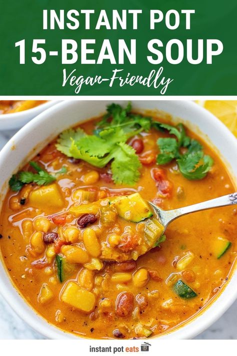 15 Bean Soup Instant Pot Vegan, Vegetarian 15 Bean Soup, Vegan 15 Bean Soup, Vegan Instant Pot Soup, Insta Pot Vegetarian, 15 Bean Soup Recipes, 10 Bean Soup Recipe, 15 Bean Soup Instant Pot, Instant Pot 15 Bean Soup