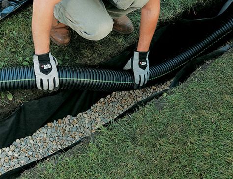 Landscape Drainage, Backyard Drainage, Yard Drainage, Easy Home Improvement Projects, Easy Home Improvement, Drainage Pipe, French Drain, Drainage Solutions, Bob Vila