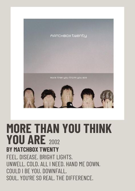 Matchbox Twenty Poster, Minimalist Polaroid Poster, Minimalist Music, Polaroid Posters, Matchbox Twenty, Rob Thomas, Grad Caps, Collage Board, Polaroid Poster