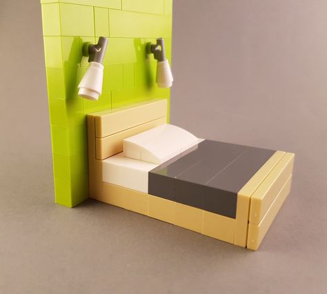 https://flic.kr/p/DQBiZb | Bed MOC inspired by Scandinavian design II | Bed created for a Scandinavian family home MOC (still work in progress). Lego House Furniture, Lego Bed Ideas, Lego Doll House, Cool Lego Ideas, Lego Furniture Ideas, Lego Home, Lego Bed, Easy Lego Creations, Lego House Ideas