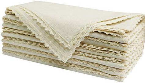 12 Pack Flax Cotton with Lace Napkins- 20x20 Natural: Amazon.ca: Home & Kitchen Lace Napkins, Wedding Dinner Napkins, Linen Napkins Wedding, Fabric Napkins, Blue Napkins, Fabric Napkin, Cotton Crafts, Wedding Linens, Cloth Napkin