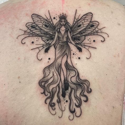 Absolutely loved getting to make this fae design for Niamh recently 🖤✨ . . . #customtattoo #illustrationartist #art#bedfordtattoo #bedfordtattooartist #inkinspiration #drawing #neotrad #girlswhotattoo #tattooartist #girltattooartist #ladytattooer #femaletattooist #fairytattoo #fantasytattoo #witchytattoo Dark Fairy Tattoo Designs, Fairy Tattoo Designs, Fantasy Tattoos, Dark Fairy, Cute Tiny Tattoos, Fairy Tattoo, Custom Tattoo, Illustration Artists, Tiny Tattoos