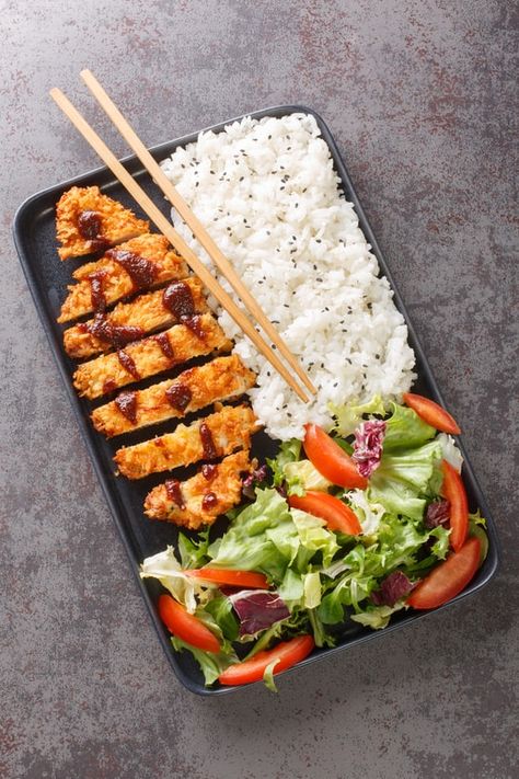 Chicken Tonkatsu, Air Fryer Chicken Katsu, Tonkatsu Sauce, Chicken Katsu, Shredded Cabbage, Air Fryer Healthy, Grilled Chicken Recipes, Air Fryer Chicken, Steamed Rice