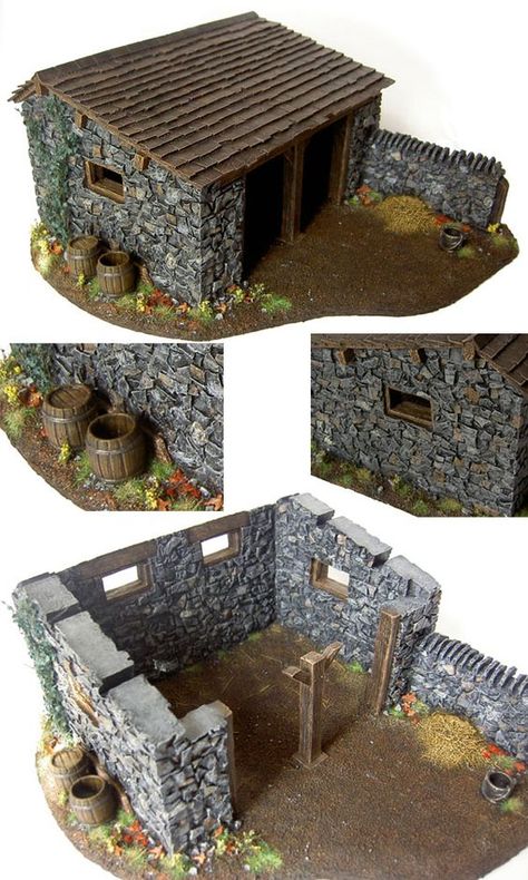 Christmas Village Display Ideas Diy, Village Display Ideas, Christmas Village Display Ideas, Stone Cabin, Warhammer Terrain, Rural House, Medieval Houses, Christmas Village Display, Village Display