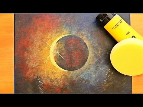 Solar Eclipse✨Easy Acrylic Painting for Beginners | ASMR Painting | Relaxing Painting #19 - YouTube Solar Eclipse Watercolor, Eclipse Art Projects For Kids, Eclipse Painting Easy, Solar Eclipse Art Projects, Eclipse Art For Kids, Solar Eclipse Painting, Eclipse Art Project, Solar Eclipse Art For Kids, Eclipse Painting