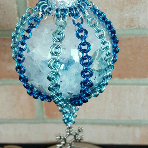 Chainmail Ornaments, Beading Artwork, Scale Maille, Chainmail Jewelry, Snow Flake, Chain Maille, Huge Sale, Chain Mail, Blue Christmas