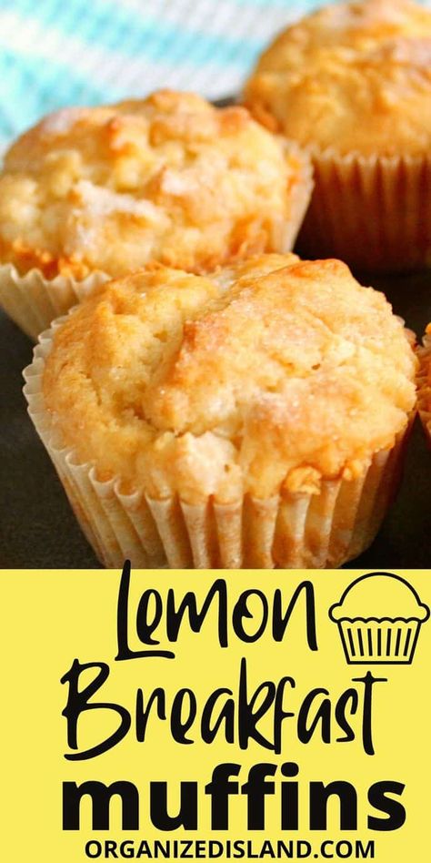 These Easy Lemon Breakfast Muffins are so easy to make and are rich and cake-like, making them perfect for breakfast or brunch. #lemonmuffins #breakfastmuffins #lemonbread Lemon Muffin Recipes, Lemon Breakfast, Sweet Biscuits, Oatmeal Smoothie, Breakfast Muffin, Strawberry Oatmeal, Lemon Dessert, Sweet Muffin, Healthy Muffin Recipes