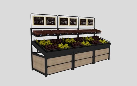 Fruit Rack, Produce Bin, Produce Displays, Vegetable Bin, Vegetable Crates, Vegetable Stand, Vegetable Shop, Food Retail, Slatted Shelves