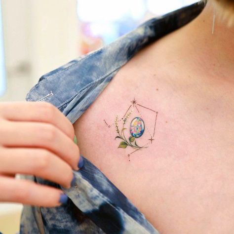 September Birthstone Tattoo, Birthstone Tattoo Ideas, Birthstone Tattoos, Opal Tattoo, Whimsical Tattoos, Stone Tattoo, Diamond Tattoos, Tasteful Tattoos, September Birthstone