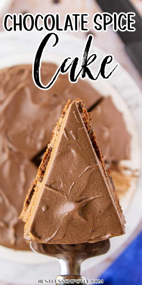 Chocolate Spice Cake Recipes, Spice Cake With Chocolate Frosting, Chocolate Spice Cake, Cinnamon Cake, Devils Food Cake, Fall Cakes, Chocolate Icing, Spice Cake, Creamy Chocolate