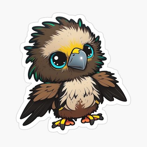 Get my art printed on awesome products. Support me at Redbubble #RBandME: https://www.redbubble.com/i/sticker/Baby-Eagle-Mighty-Eaglet-by-TiloaiCreations/139959467.EJUG5?asc=u Cute Hawk Drawing, Cute Eagle Drawing Kawaii, Hawk Cartoon Drawing, Eagle Cartoon Drawing, Cartoon Eagle, Cute Eagle, Eagle Cartoon, Sharp Eyes, Sticker Baby