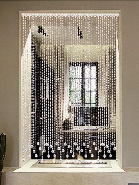 Macrame Curtains, Balcony Curtains, Beaded Door Curtains, Thali Decoration Ideas, Crystal Curtains, Modern Room Divider, String Curtains, Luxe Bedroom, Sewing Room Design