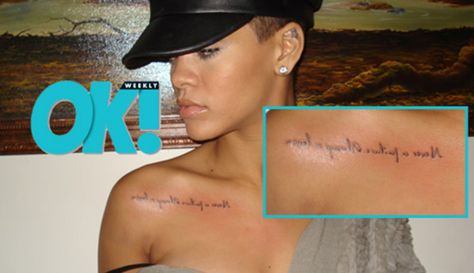 Mirror image writing tattoo Rihanna Tattoo Chest, Rhianna Tattoos, Bad Girl Riri, Chest Tattoo Fonts, Dumbest Tattoos, Rihanna Tattoo, Mirror Tattoos, Tattoo Font, Celebrity Tattoos