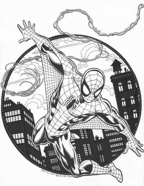 "Freefall Spidey" by Steven Butler Spiderman Design For Tshirt, Half Sleeve Tattoos Traditional, Superhero Tattoos, Spiderman Tattoo, Coloring Pages Adult, Spiderman Coloring, Superhero Coloring, Spiderman Art Sketch, Temecula California