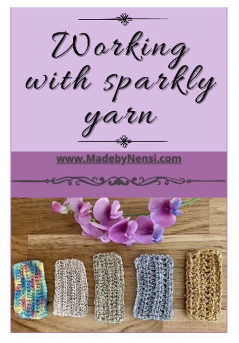 Working with sparkly yarn Glitter Yarn Crochet Patterns, Sparkly Yarn Crochet Projects, Sparkle Yarn Crochet Patterns, Glitter Yarn Crochet, Glitter Yarn, Sparkle Yarn, Metallic Yarn, Crochet Lovers, Yarn Projects