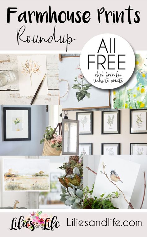 Farmhouse FREE printables roundup! The post includes floral, fern, watercolor and landscape printables. Free Printable Farmhouse Wall Art, Farmhouse Free Printables, Farmhouse Printables Free, Free Farmhouse Printables, Printer Crafts, Farmhouse Diys, Fern Watercolor, Farmhouse Printables, Farmhouse Diy Projects