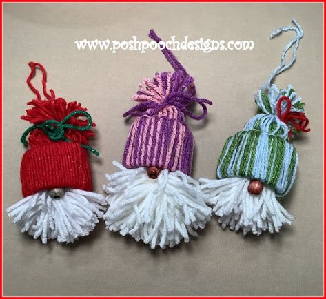 Posh Pooch Designs Dog Clothes: FRIDAY FUN WITH SARA - Gnome Christmas Hat Ornaments | Posh Pooch Designs Christmas Hat Ornaments, Hat Ornaments, Yarn Hat Ornaments, Christmas Yarn Hat Ornaments, Mini Hat Ornaments, Yarn Hats Ornaments, Yarn Gnomes Ornaments, Gnome Hat Ornament, Yarn Hat Gnome Ornaments