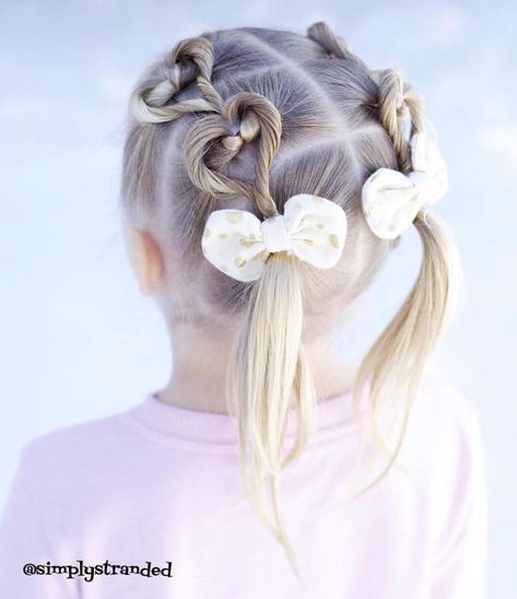 Pigtails For Little Girls Teenage Girl Hairstyles, Valentines Hairstyles, Kids Haircuts, Girls Hairdos, Girl Hairdos, Teenage Hairstyles, Dunner Wordend Haar, Valentine Hair, Girl Hair Dos