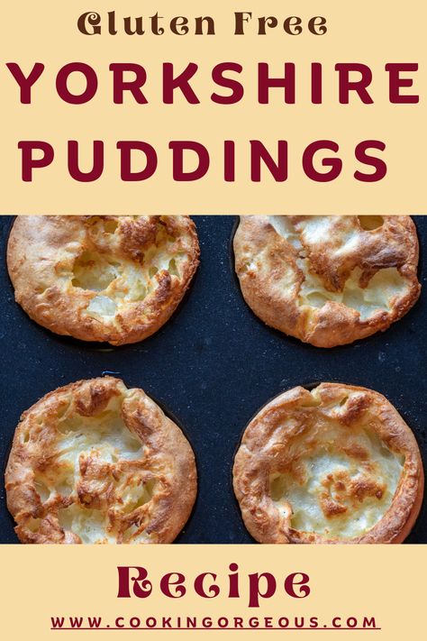 4 pieces of Gluten-Free Yorkshire Pudding: A light and crispy side dish perfect for roast dinners, made with gluten-free flour to cater to all dietary needs. Gluten Free Yorkshire Pudding, How To Make Yorkshire Pudding, Yorkshire Puddings, Fun Dinner, Quintessentially British, Side Dishes For Chicken, Fun Baking, Work Meals, Yorkshire Pudding