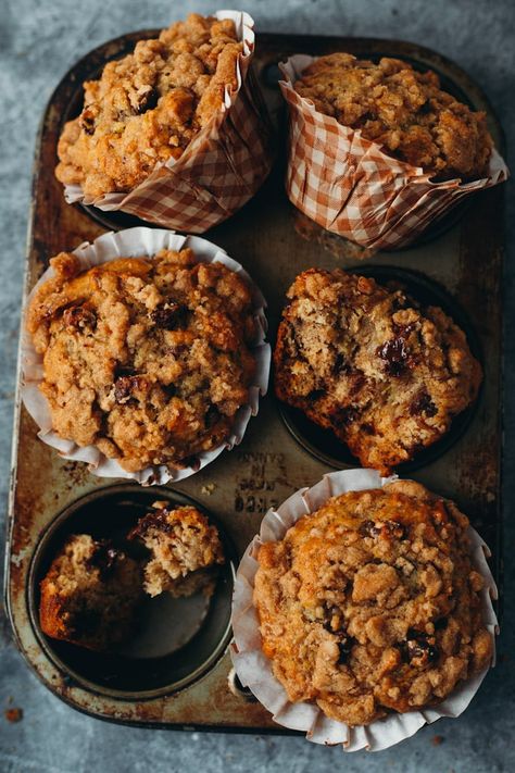 Vegan Banana Date Muffins with Chocolate Chips - Liv B. Banana Date Muffins, Cinnamon Coffee Cake Muffins, Muffins With Chocolate Chips, Date Muffins, Muffins With Chocolate, Unripe Banana, Pumpkin Spice Muffins, Banana Chocolate Chip Muffins, Cinnamon Coffee