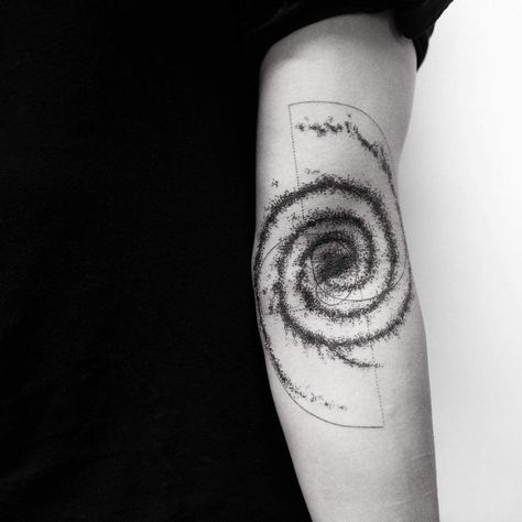 Physics Tattoos, Black Hole Tattoo, Spiral Tattoo, Fibonacci Tattoo, Astronomy Tattoo, Science Tattoo, Cosmic Tattoo, Spiral Tattoos, Dna Tattoo