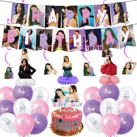 PRICES MAY VARY. Latex Package Includes: You will receive 1 piece happy birthday banner, 1 piece Olivia cake topper, 3 pieces Olivia Singer Rodrigo honeycombs, 6 pieces hanging cards and 6 pieces hanging swirls, and 18 pieces balloons in 3 different styles (6 pieces for each style); Enough quantity and various patterns can easily satisfy most of your party needs. Can create festival spirit and joyful atmosphere to your parties. Olivia Party Decorations Materials: the Olivia party banner, cupcake Olivia Rodrigo Birthday, Family Photo Props, Happy Birthday Olivia, Diy Xmas Gifts, Cake Banner Topper, Happy Birthday Video, Singing Happy Birthday, Happy Birthday Parties, Birthday Gif