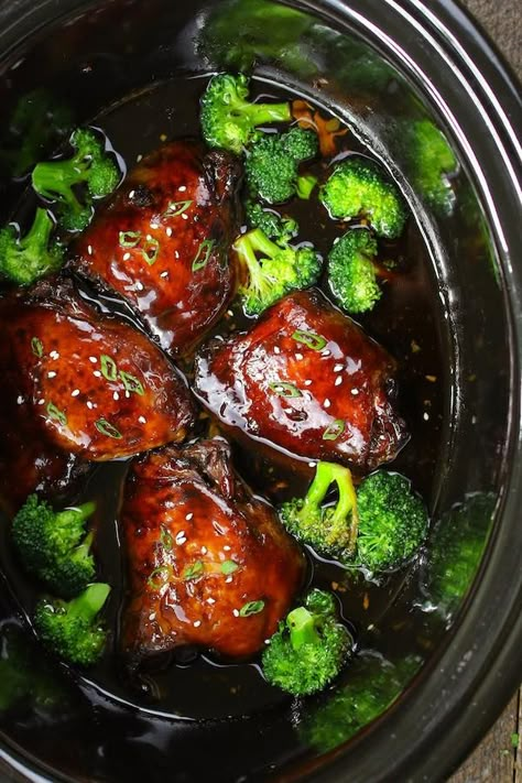 This Crock Pot Teriyaki Chicken takes less than 10 minutes to prepare and the crock pot will do most of the work for you. Tender and juicy chicken thighs are cooked in the mouthwatering sweet and savory Teriyaki sauce in the crock pot. #teriyakiChicken #crockpotChicken Low Carb Teriyaki Chicken Crock Pot, Crockpot Terriaki Chicken Recipes, Crock Pot Teriyaki Chicken Thighs, Crock Pot Terriaki Chicken, Slow Cooker Teriyaki Chicken Thighs, Teriyaki Chicken Thighs Crock Pot, Chicken Thighs Crockpot Bone In, Crockpot Teriyaki Chicken Thighs, Crock Pot Chicken Teriyaki