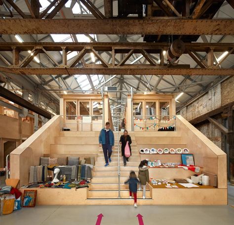 Eco Camp, Alan Williams, Isle Of Dogs, The Forge, Industrial Building, Corporate Interiors, Timber Structure, Old Factory, Community Space