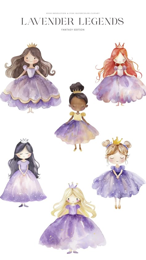 Prince Illustration, Princess Watercolor, Princess And Prince, Princess Clipart, Luxury Kids Bedroom, Wall Painting Living Room, Princess Sticker, Floral Wallpaper Iphone, Disney Collage