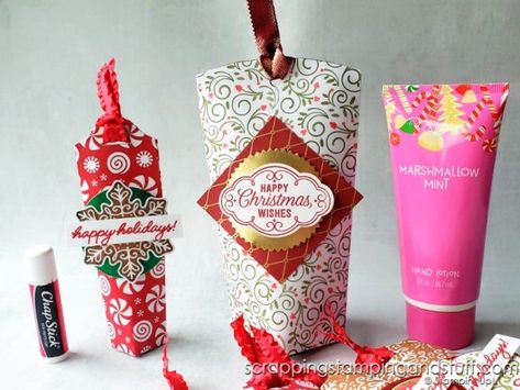 Gift Bags Diy Christmas, Christmas Lotion, Mini Lotion, Inexpensive Diy Gifts, Bag Video, Lip Balm Gift, Gift Bags Diy, Pumpkin Gift, Tiny Treats