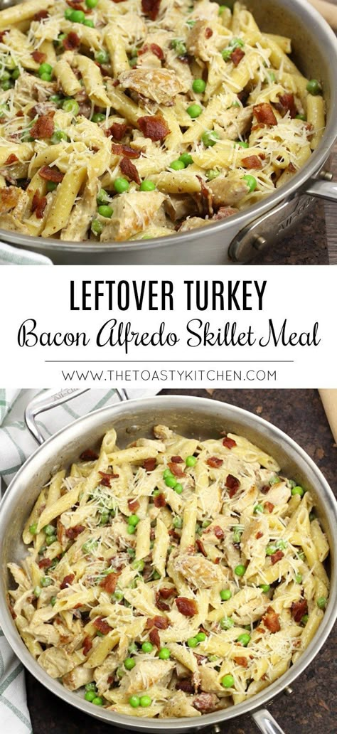 Pasta Turkey Recipes, Things To Make With Turkey Leftovers, Leftover Turkey And Pasta Recipes, Turkey Alfredo Casserole, Pasta With Leftover Turkey, Pasta And Turkey Recipes, Leftover Turkey Healthy Recipes, Turkey And Bacon Recipes, Turkey Dishes Leftover