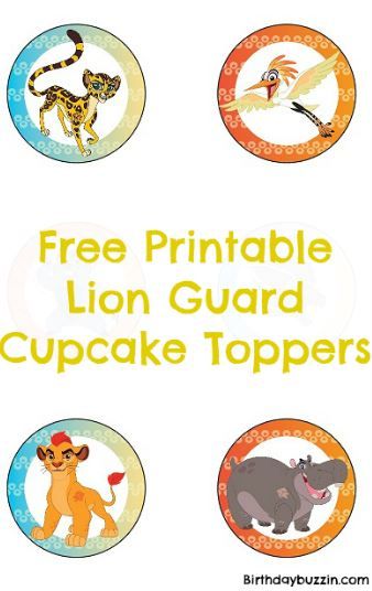 Lion Guard cupcakes are a must when your throwing a Lion Guard birthday party, especially if your expecting tiny hands. Use these free printable Lion Guard cupcake toppers to make cupcake decorations to make themed cupcakes fit for a Lion king. The free templates feature characters from the show in the middle of each of … Lion Guard Party Ideas, Lion Guard Cupcakes, Lion Guard Birthday Party Ideas, Lion Guard Theme Birthday Party, The Lion Guard Birthday Party, Lion Guard Printables, Lion King Party Decorations, Lion Guard Birthday Party, Lion Guard Party