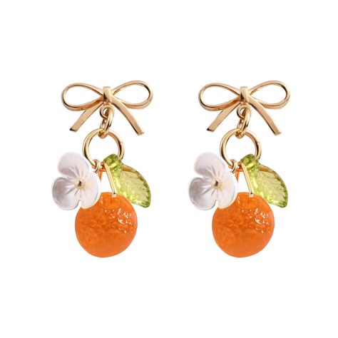 PRICES MAY VARY. 🧡 Material: It’s made of glass fruit beads, acrylic leaf and small white flower. The main metal is brass which is hypoallergenic and skin friendly to wear. 🧡 Feature: It’s handmade 14K gold plated, cute bow studs, delicate glass fruit beads, create it cute unique fresh charming to wear. 🧡 Size: The drop length is about 2cm - 3cm (0.8” - 1.2”), small and not heavy to wear. It’s very cute 🧡 Sweet gift: Easy to match with outfit, pearfect to wear for summer vacation, and it’s w Orange Fruit Jewelry, Funky Gifts Ideas, Fall Earrings Beaded, Cool Earrings Unique, Fruity Aesthetic, Lemon Accessories, Peach Items, Silly Earrings, Merry Christmas Darling