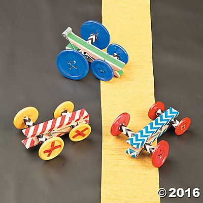 Kids Crafts For Boys, Race Car Craft, Dad Might, Off To The Races, Pit Crew, Car Craft, Vbs Crafts, Clothes Pin Crafts, Crafts For Boys