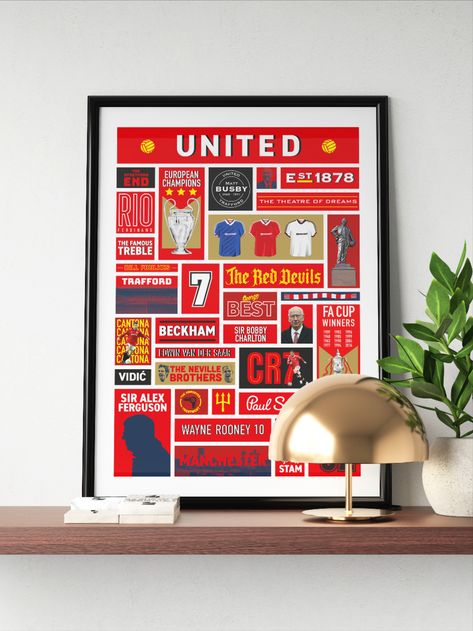 Manchester United Room Ideas, Manchester United Bedroom Ideas, Man Utd, Manchester United Room Decor, Retro Manchester United, Matt Busby, Manchester United Gifts, Manchester United Art, Football Artwork