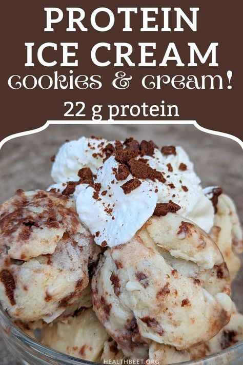 Cookies And Cream Protein, Whey Recipes, Low Calorie Cookies, Protein Ice Cream Recipe, Protein Dessert, Frozen Treats Recipes, Low Calorie Protein, 3 Ingredient Cookies, Nice Cream Recipe