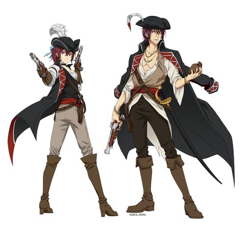 Free! Samezuka Pirate AU! Pirate Jacket Drawing, Captain Pirate Outfit, Pirate Outfit Drawing Reference, Pirate Art Reference, Pirate Boots Drawing, Anime Pirate Outfit, Pirate Outfit Men Drawing, Fantasy Pirate Outfit Male, Male Pirate Drawing