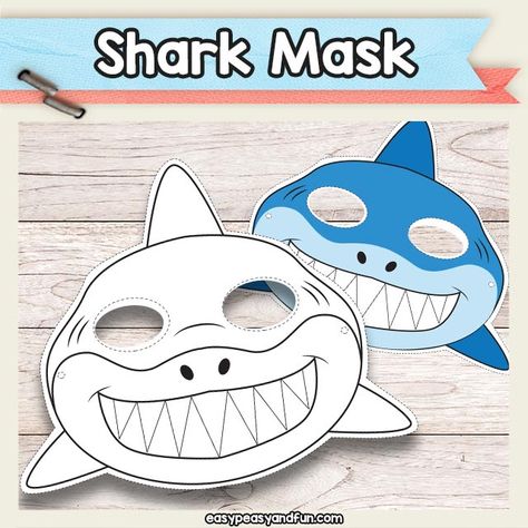 Printable Shark Mask Template Baby Shark Mask Printable, Printable Shark Template, Shark Mask Printable, Baby Shark Printable, Shark Template, Shark Printables, Shark Mask, Shark Activities, Animal Masks For Kids