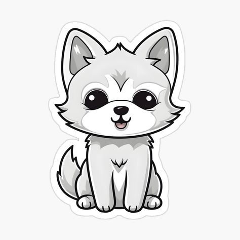 Kawaii Wolf Drawing, Wolf Cartoon Cute, Wolf Cute Drawing, Cute Wolf Illustration, Kawaii Wolf, Wolf Cute, Wolf Cartoon, Wolf Sticker, Cute Wolf Drawings