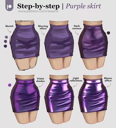 art tips lovers | Waifu material 🤣 Follow us for more 💟 @arttipslovers . By: @najwa.ibrahimi . Support the Artist ❤️ . 📩DM for paid promotions… | Instagram How To Color Skirts Digital Art, How To Draw Skirt Folds, Anime Skirt Tutorial, Different Types Of Skirts Illustration, Fitted Purple Asymmetrical Skirt, Artist Problems, Fashion Illustration Collage, Waifu Material, Drawing Body Poses