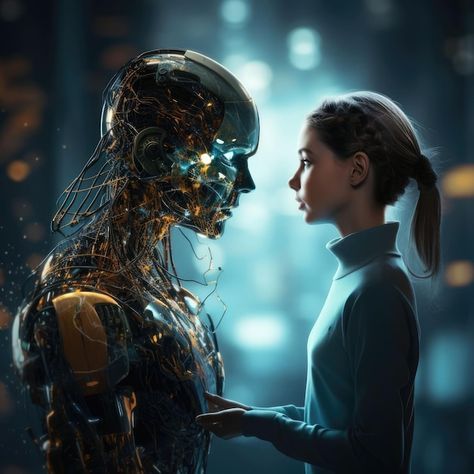 Talk to ai generation robot talking betw... | Premium Photo #Freepik #photo #artificial-intelligence #robot-character #artificial-intelligence-background #robot-illustration Robot Images, Cheer Leading, Gen Alpha, Big Robots, Robot Illustration, Ghost Writer, Nature Posters, Psd Icon, Red Bottoms