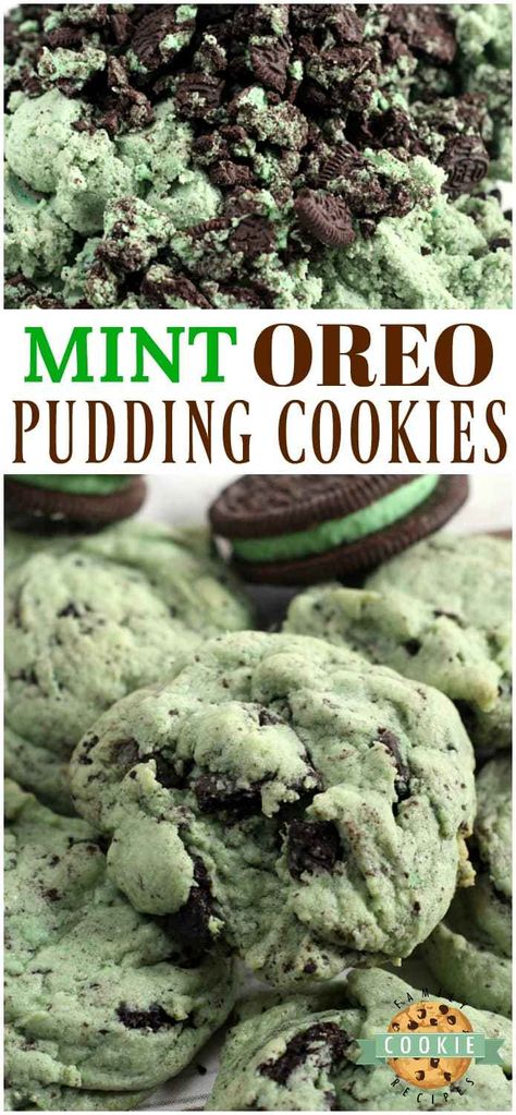 Oreo Pudding Cookies, Mint Pudding, Mint And Chocolate, Mint Desserts, Oreo Dessert Recipes, Oreo Pudding, Chocolate Mint Cookies, Amazing Cookies, Mint Oreo