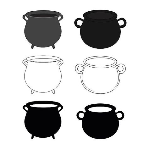 Chaudron Vecteurs et Illustrations Libres de Droits - iStock Witches Couldren Drawings, Witch Pot Illustration, Witch Silhouette Simple, Cauldron Illustration, Witches Cauldron Illustration, Witch And Cauldron Silhouette, Witch Drawing, Witch Cauldron, Witches Cauldron