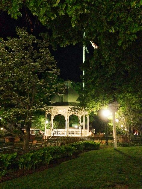 Night time picture of Ligonier Pennsylvania gazebo. Gazebo At Night, Time Pictures, Night Flowers, Flower Field, Happy Place, Night Time, Happy Places, At Night, Pennsylvania