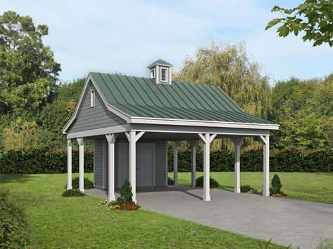 062G-0250: Two-Car Carport Plan with Storage Attached Carport, Car Porch Design, Southwestern Modern, Garage Extension, Carport With Storage, Carport Plans, Double Carport, House Redo, Car Shelter