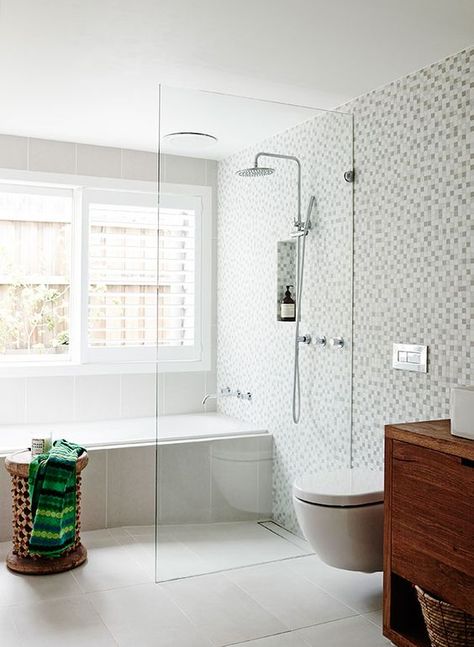 How to Redesign a Bathroom that's too Big - Maria Killam - The True Colour Expert Tub Shower Combo Remodel, Bathroom Tub Shower Combo, Bathtub Shower Combo, Small Bathroom Layout, Bathroom Tub Shower, Wet Room, Gorgeous Bathroom, Bathroom Remodel Shower, Tub Shower Combo