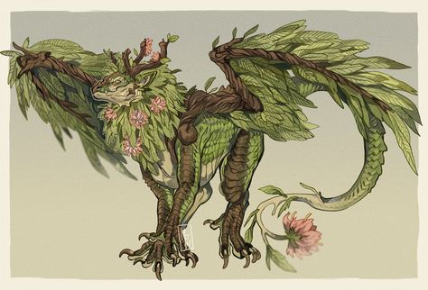 Nature Monster Art, Plant Dragon, Tree Creature, Nature Dragon, Barbarian Dnd, Tree Monster, Plant Monster, Monster Drawing, Dragon Images